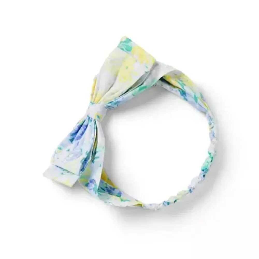 Janie and Jack Baby Yellow and Purple floral head bow NWT size one size